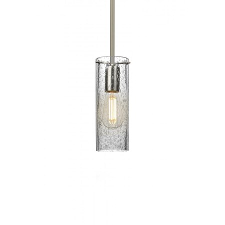 Besa Lighting Besa, Juni 10 Stem Pendant, Clear Bubble, Satin Nickel, 1x4W LED Filam 1TT-JUNI10CL-EDIL-SN